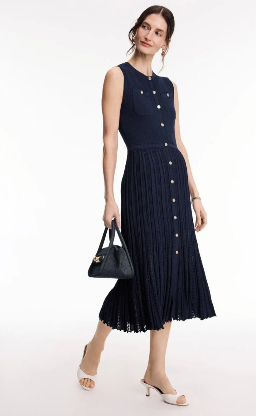 Maje Navy Sleeveless Knit Midi Dress Women Size 2-4